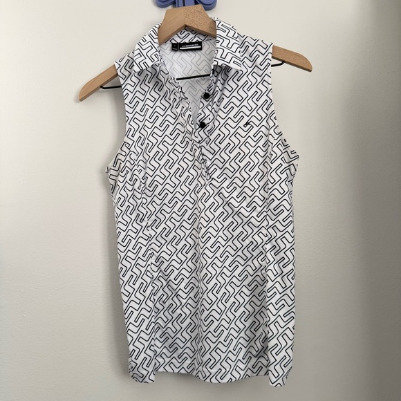 J Lindeberg Tops - J.Lindberg Women’s Medium Dena Print Sleeveless Golf Top Black White Print